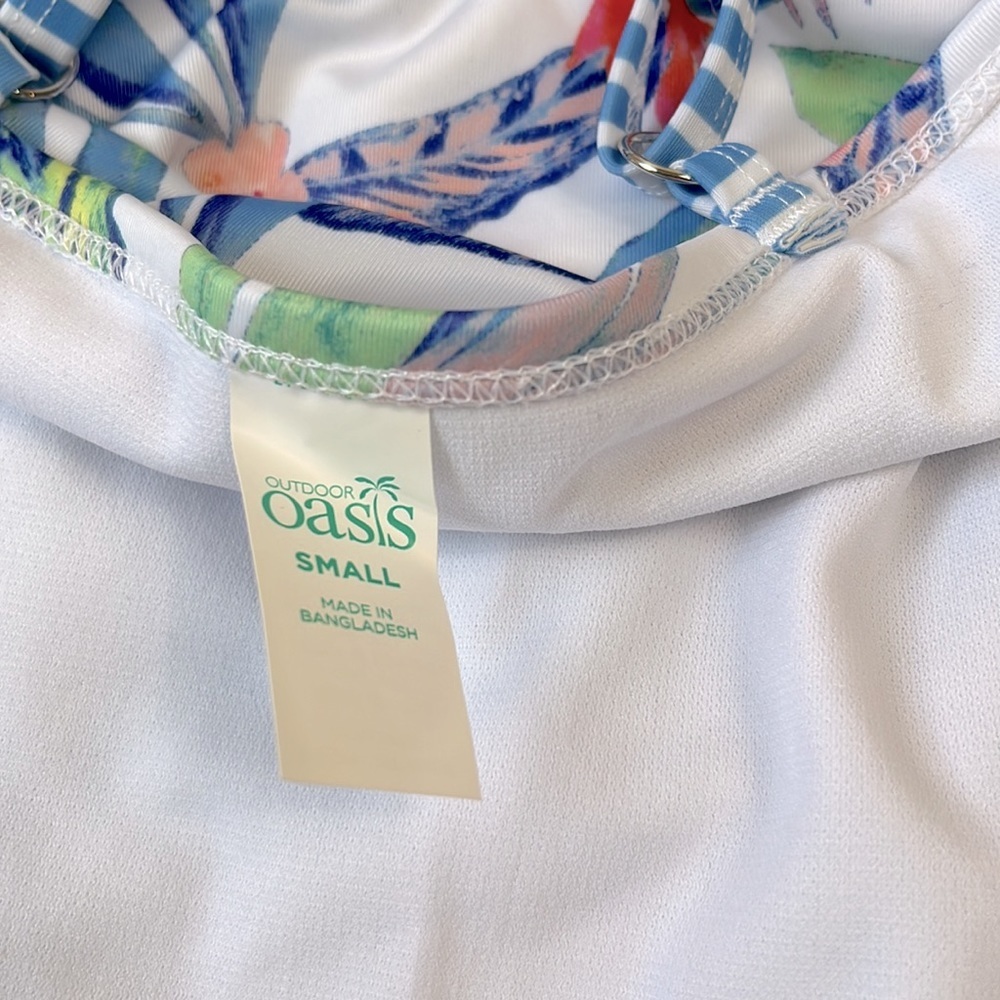 Outdoor Oasis One Piece Swimsuit Women's Sz Small White Tropical NWT - Picture 8 of 10